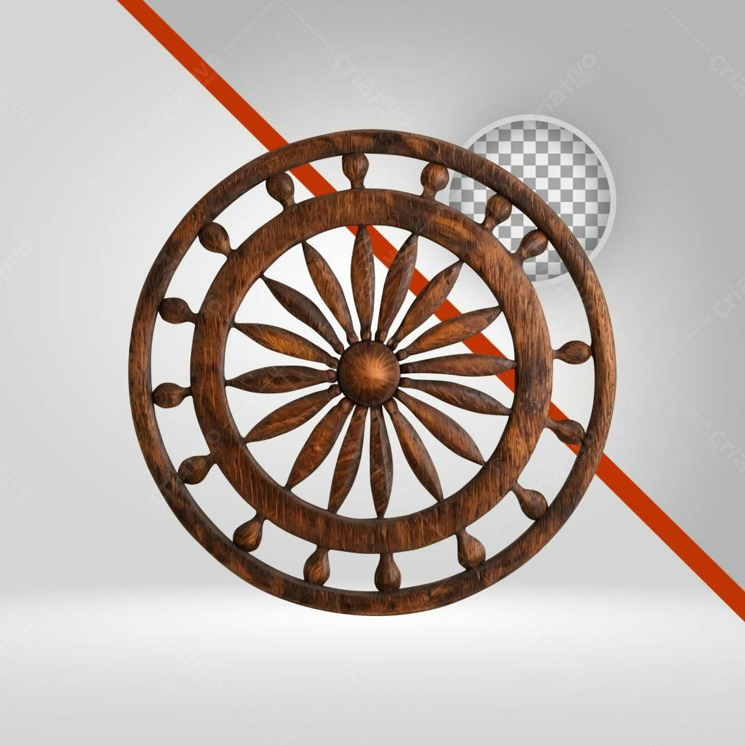 Icone roda de madeira PNG com fundo transparente