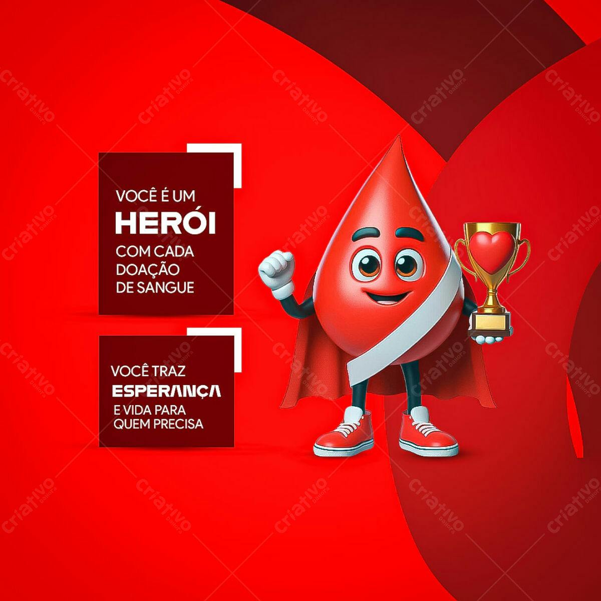 Post para Dia Mundial do Doador de Sangue PSD Editável