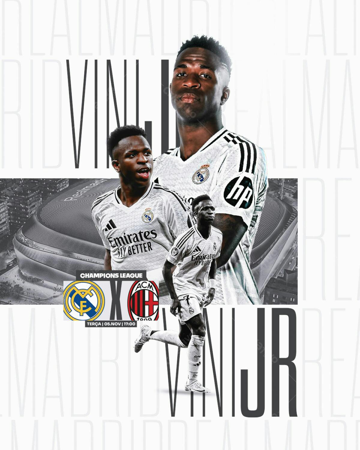 Poster Vinicius Jr. Champions League PSD Editável