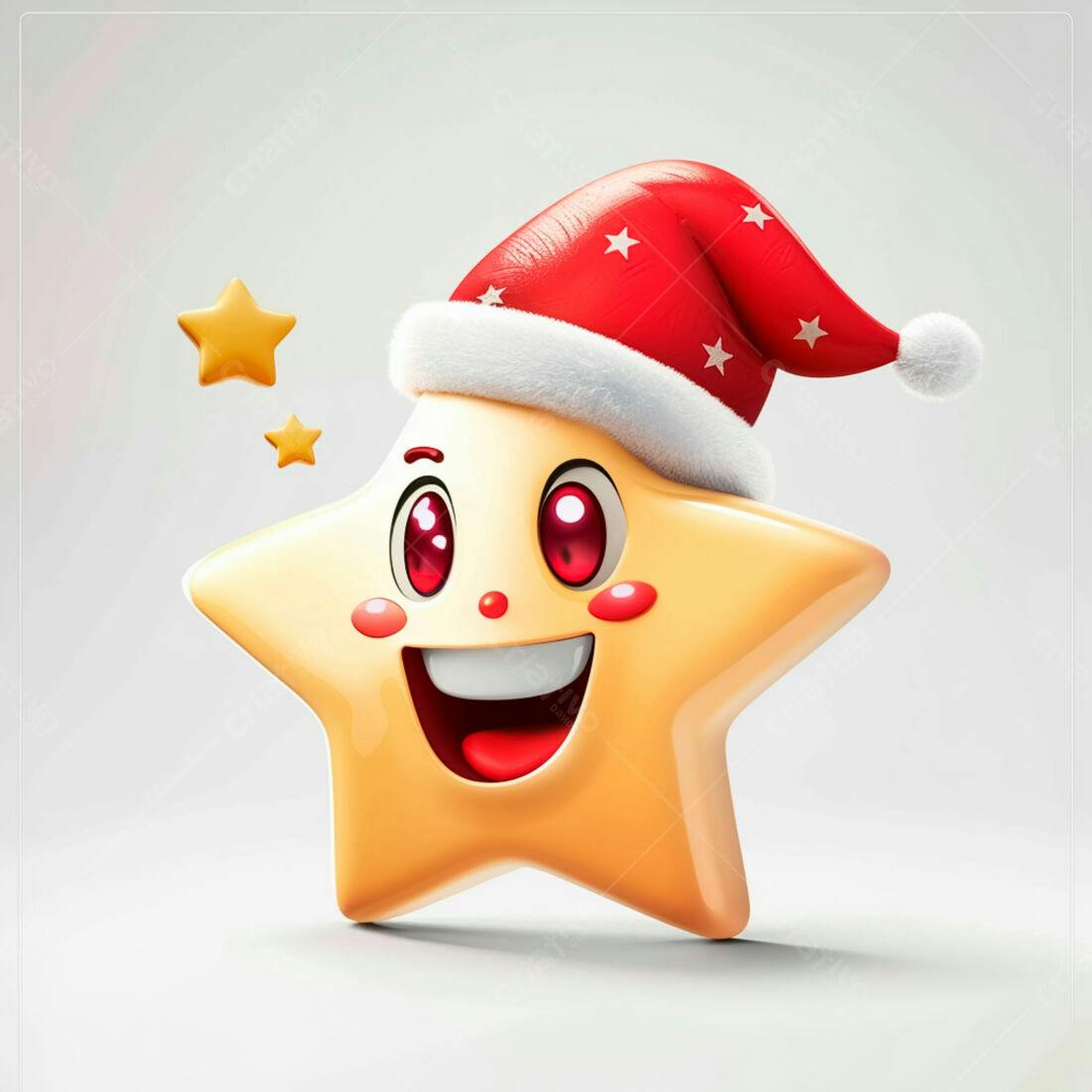 Estrela Natalina alegre usando gorro vermelho
