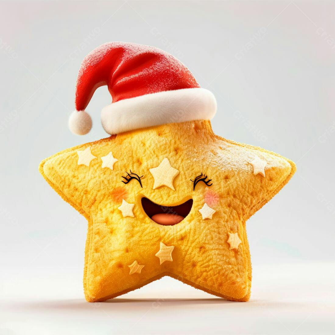 Estrela Natalina sorridente com chapéu