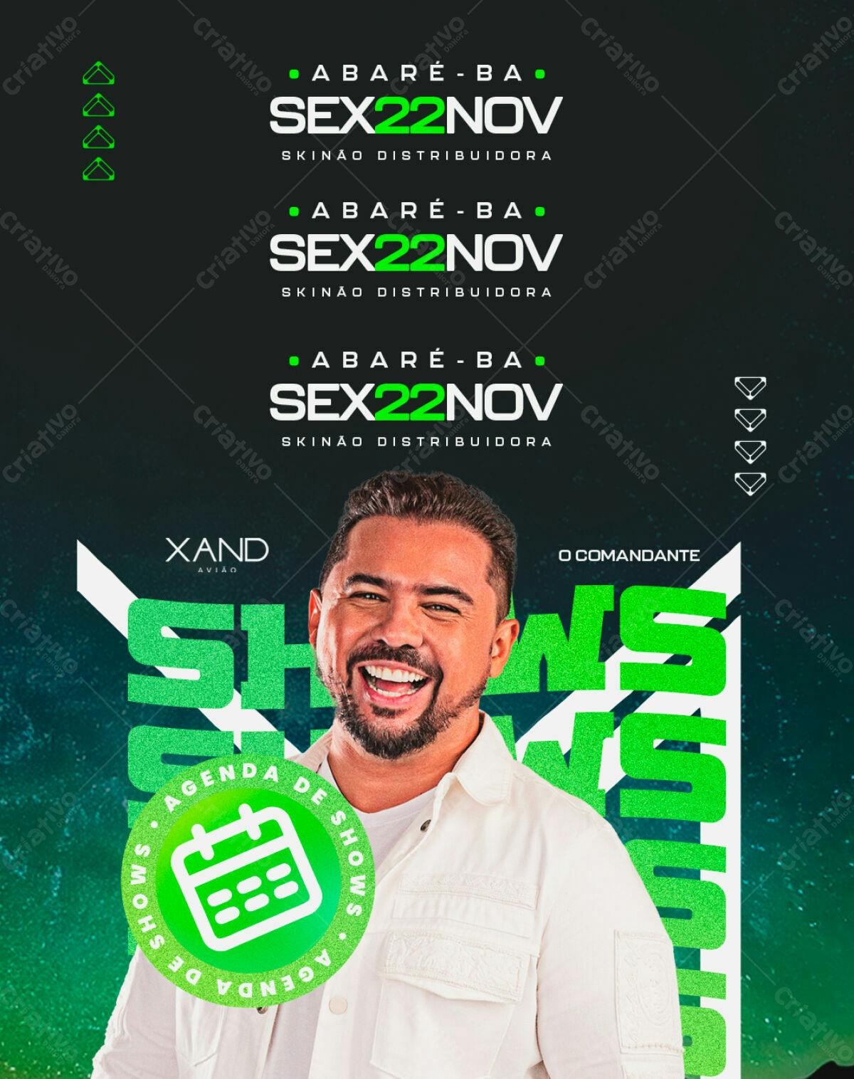 Flyer para Show do Xand Avião em ABARÉ-BA PSD Editável