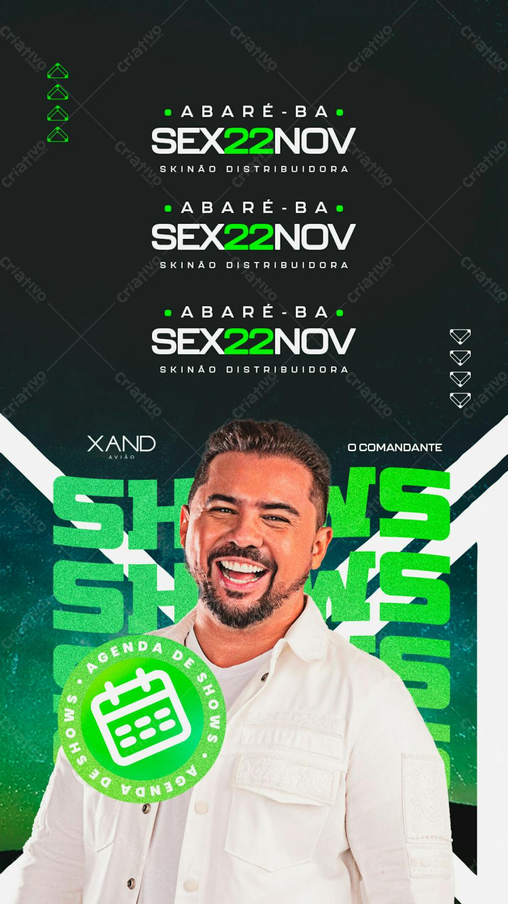 Flyer Agenda De Shows Xand Avião Story Psd Editável