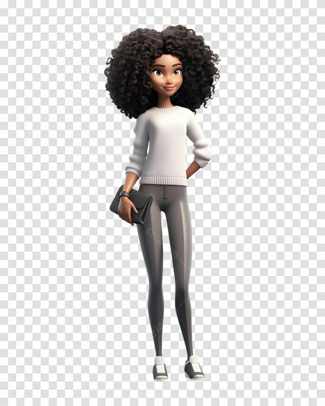 Mulher negra animada estilo moderno
