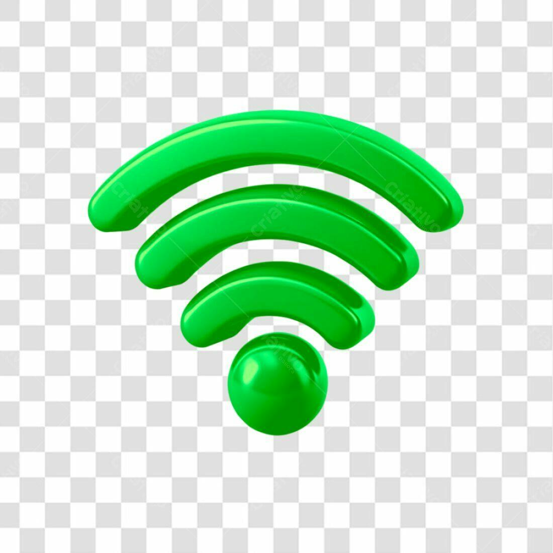 Icone Wifi Verde 3D PNG com fundo transparente