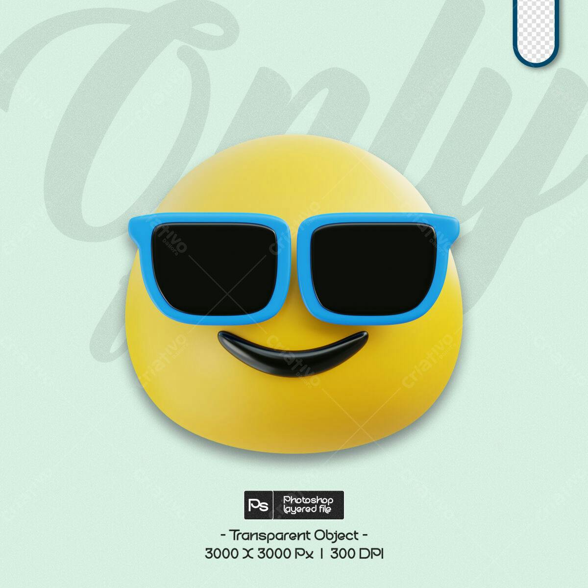 Imagem Emoji com Óculos PSD Editável