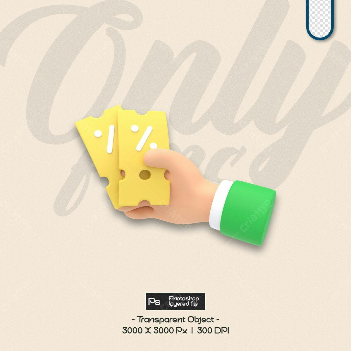 PSD de Mão com Queijo para Promoção de Queijo PSD Editável