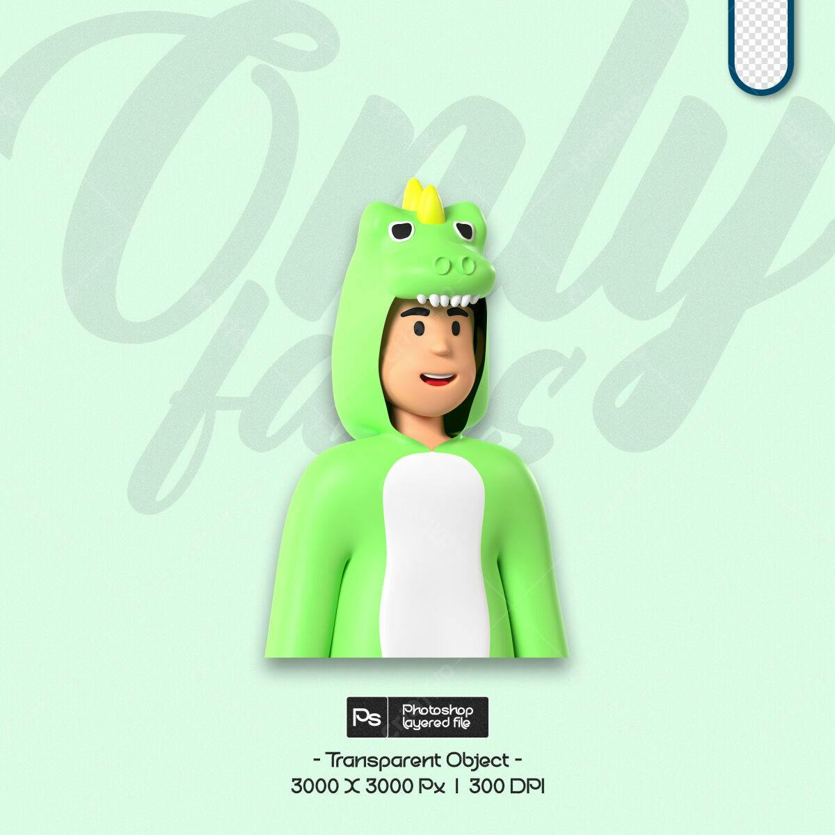 Avatar Dino Verde PSD Editável