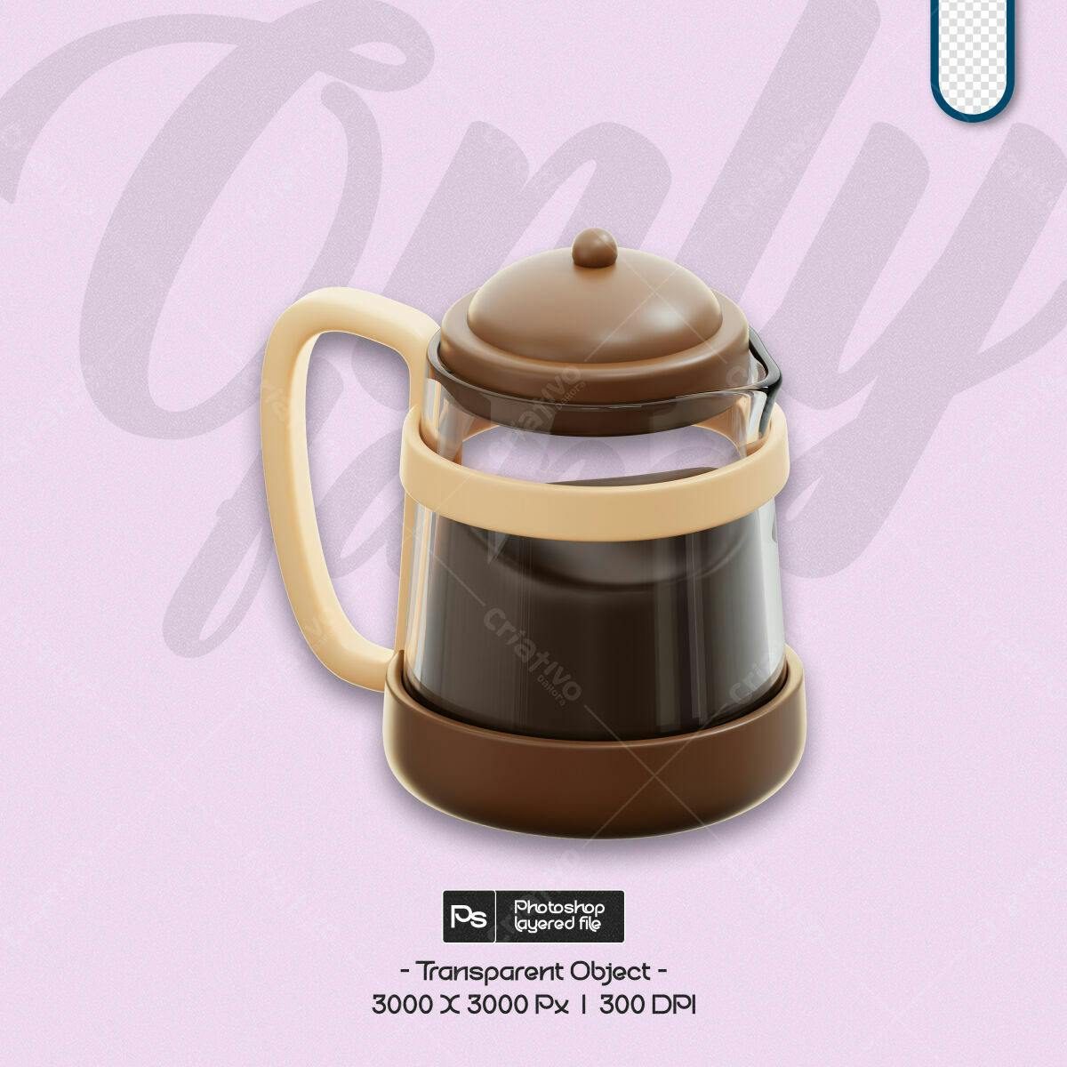 Mockup Cafeteira em 3D PSD Editável