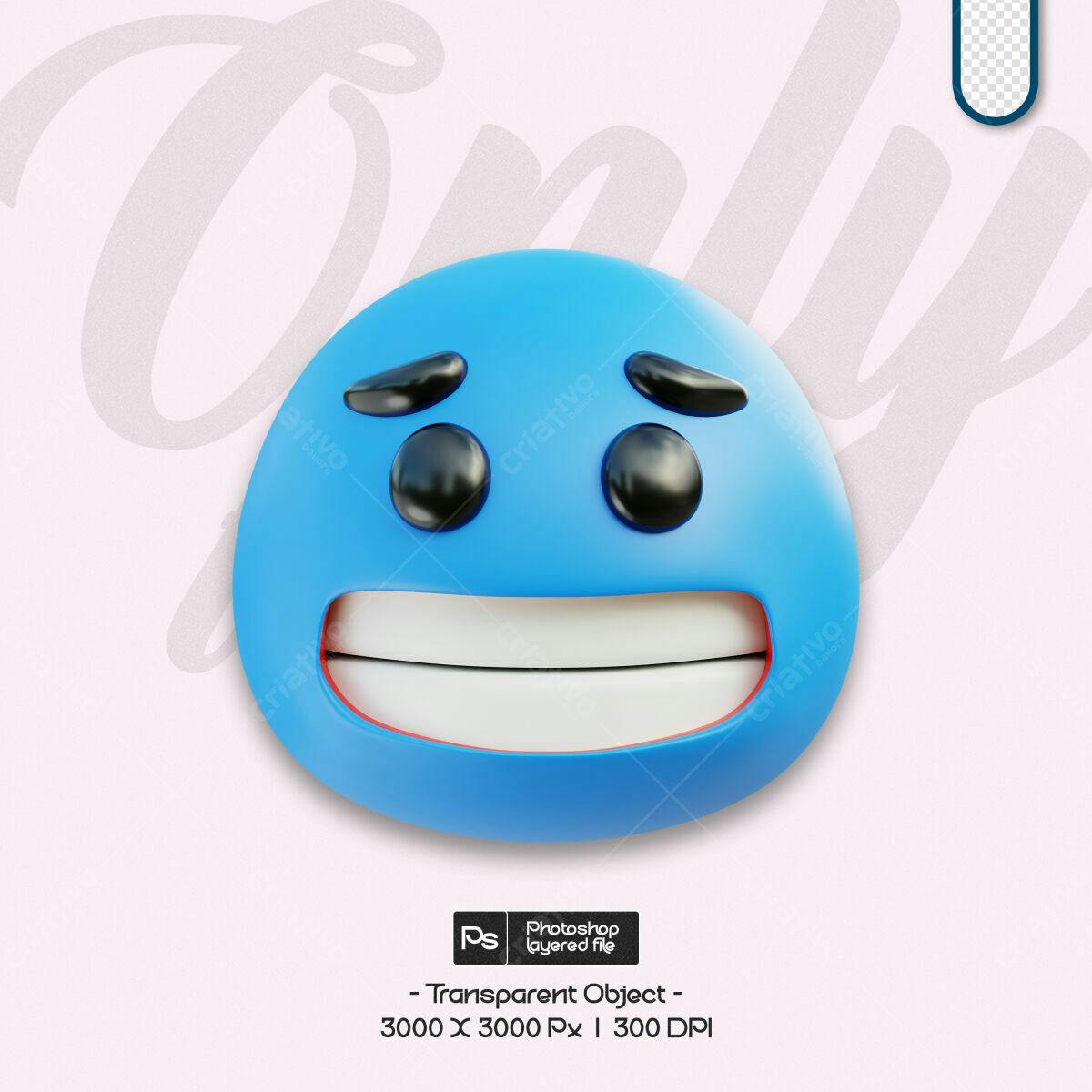 Emoji 3D Azul para Redes Sociais PSD Editável