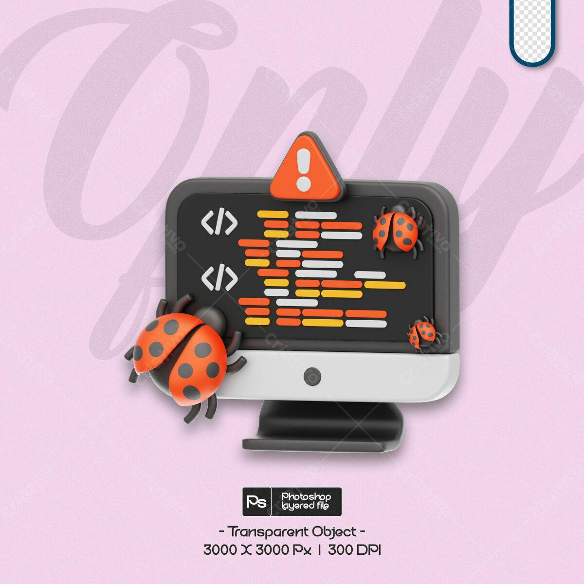 Mockup de Computador com Bug PSD Editável