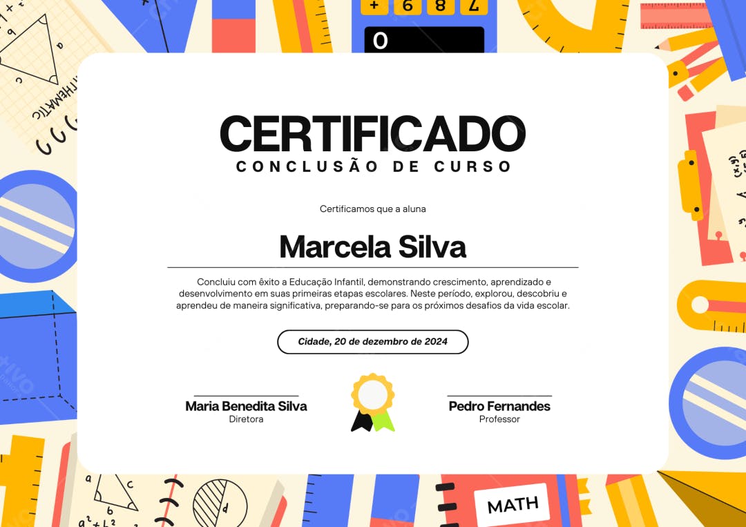 Certificado de Conclusão Educação Infantil Editável no Canva