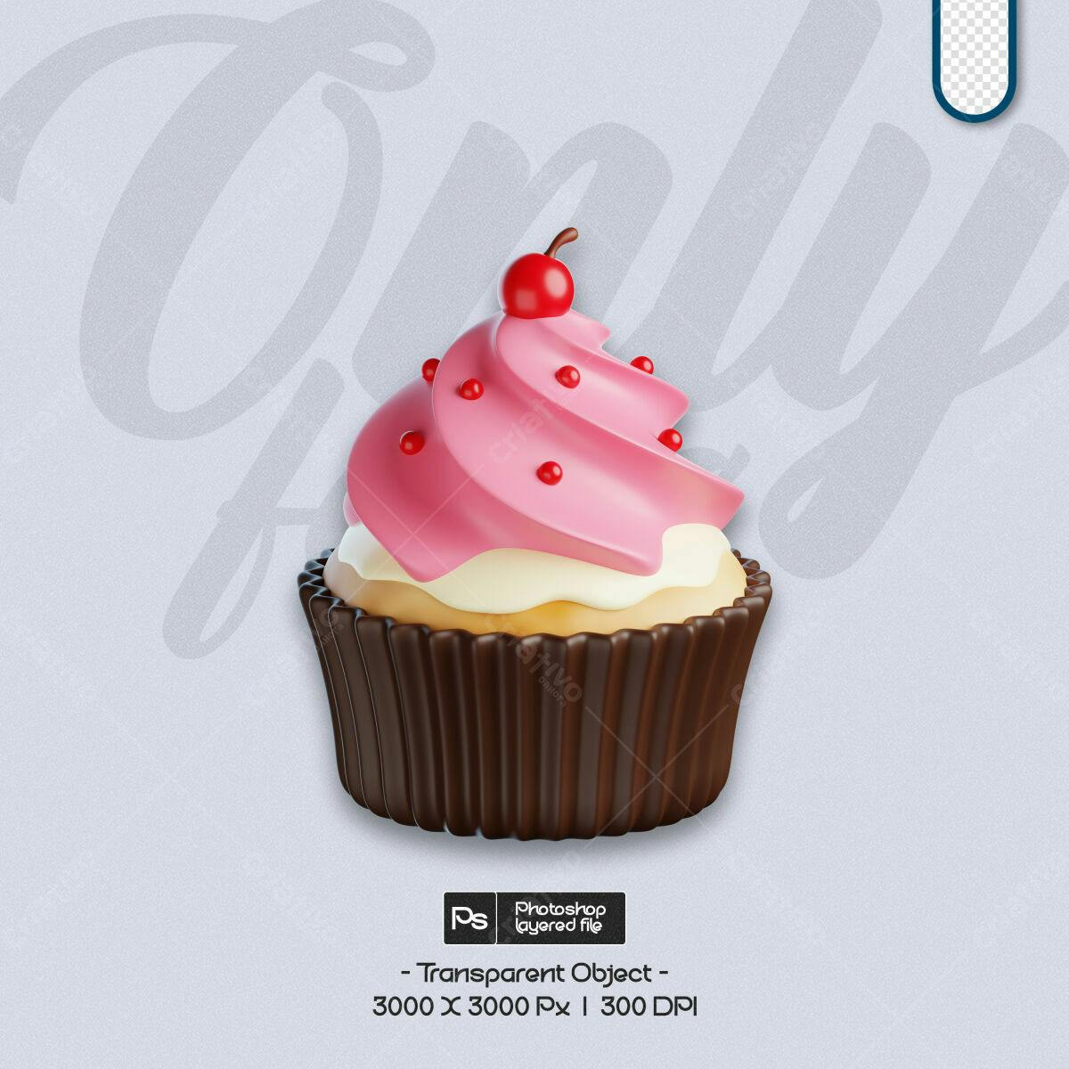 Arte de Cupcake Rosa e Marrom PSD Editável