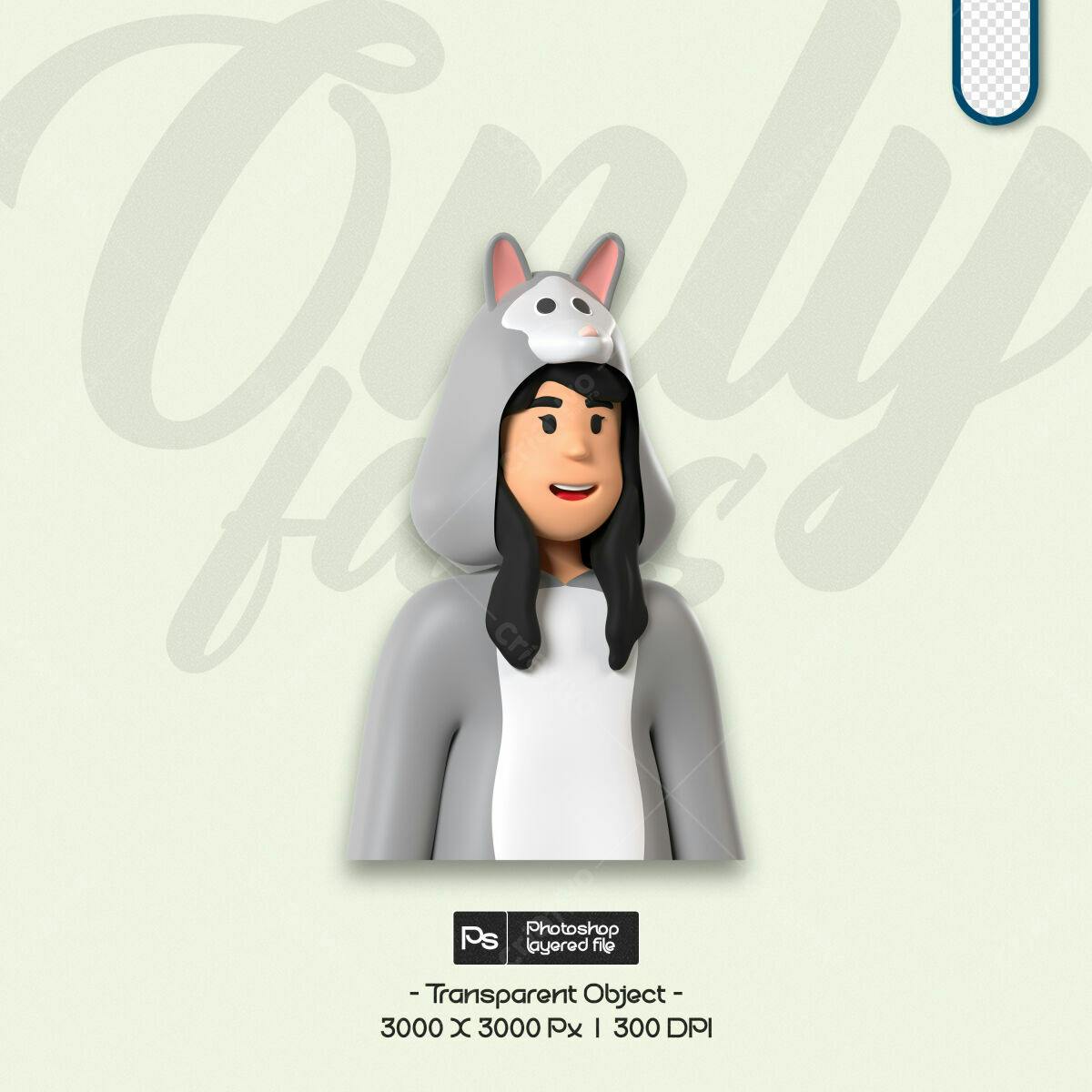 Avatar 3D Kawaii PSD Editável