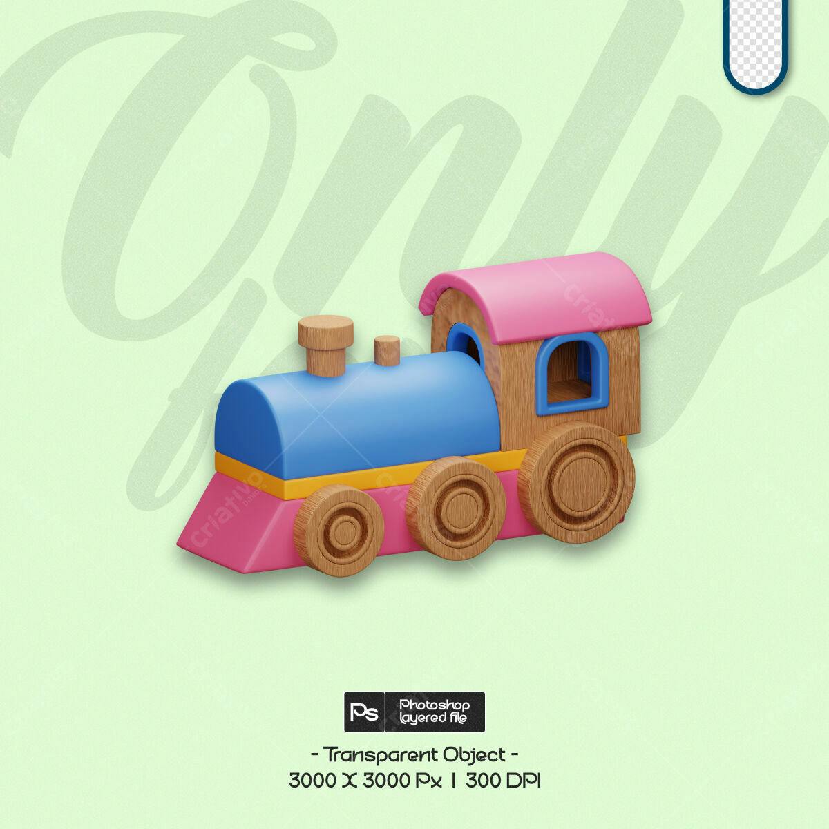 PSD Trem Infantil para Decoração de Festa PSD Editável