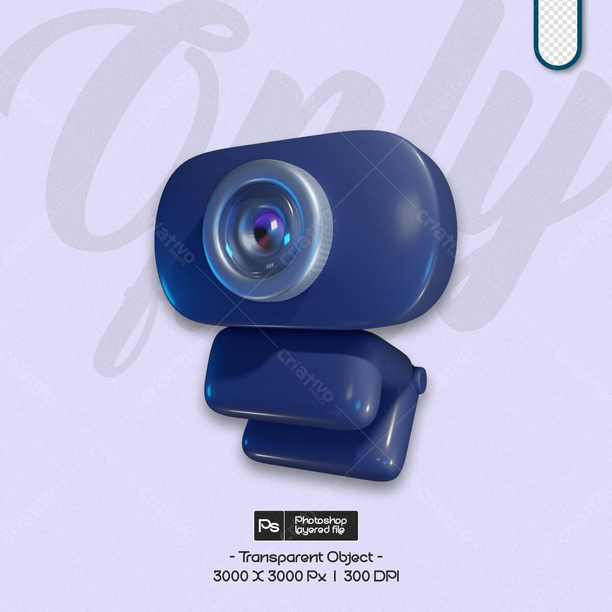 Objeto 3D Webcam Azul PSD Editável