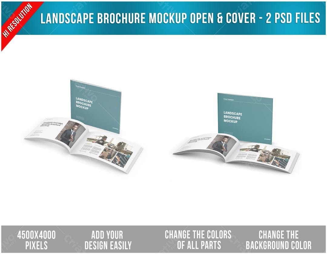 Mockup de Brochura Paisagem: Design Moderno e Realista