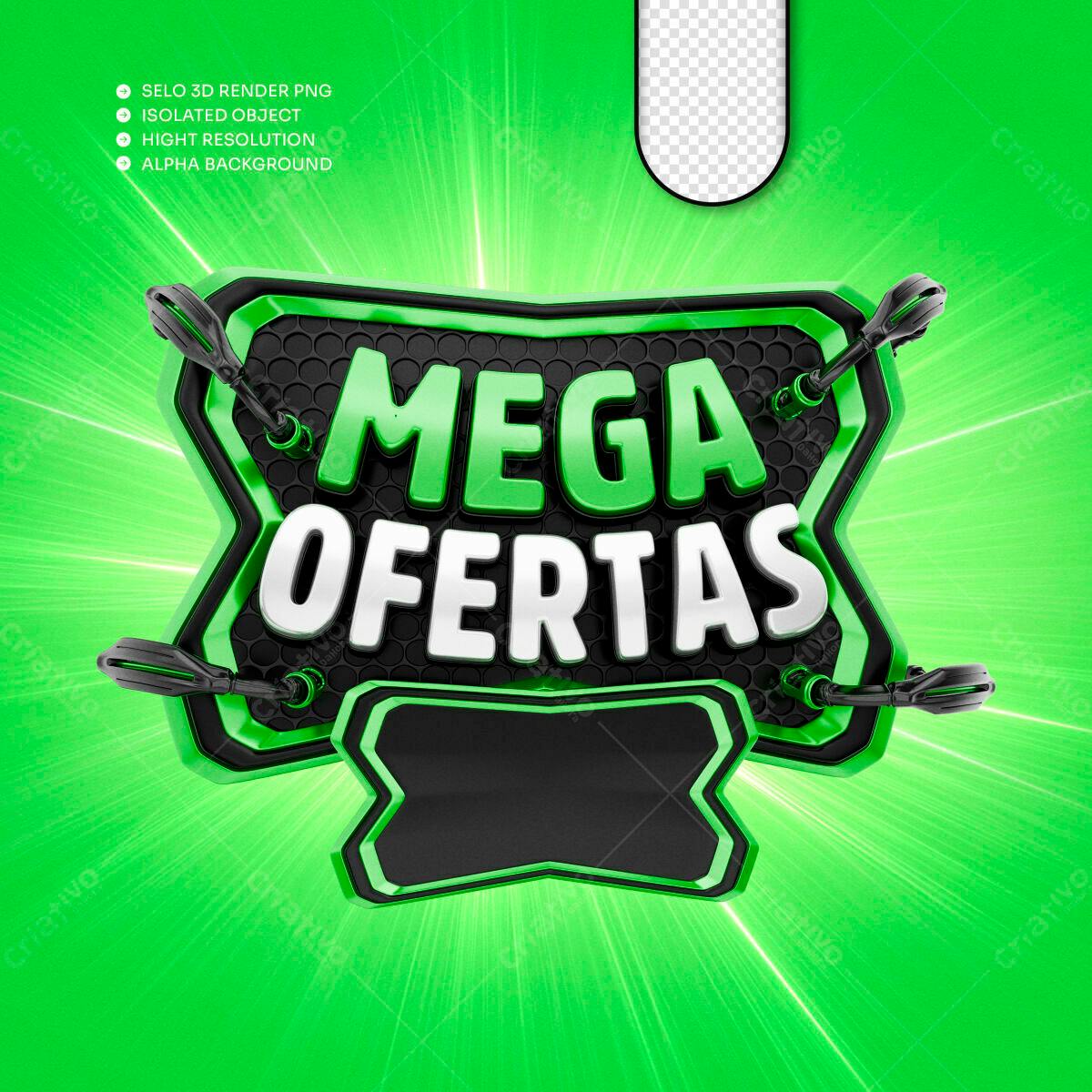Selo 3D promocional verde e preto
