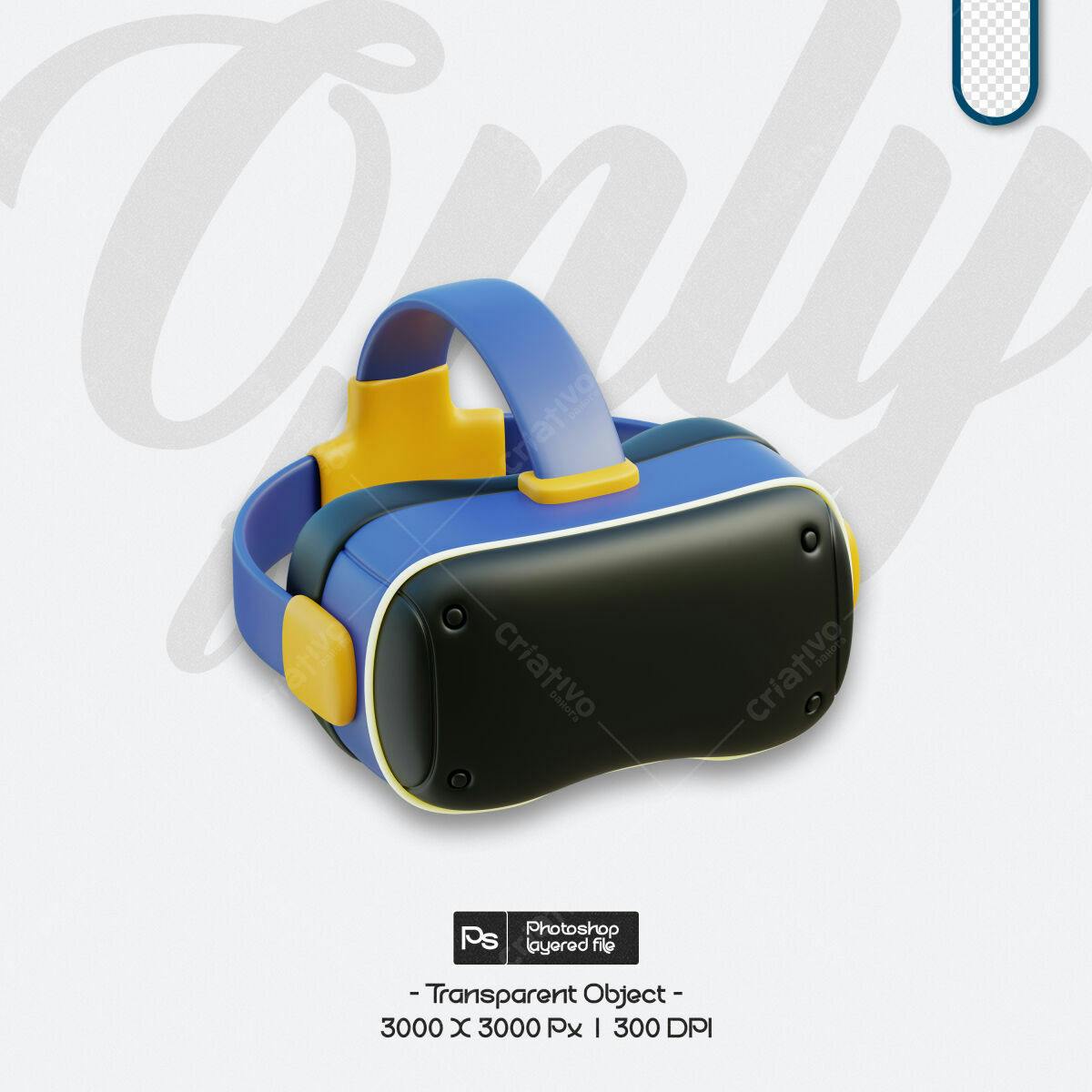 Mockup Óculos VR Azul e Amarelo PSD Editável