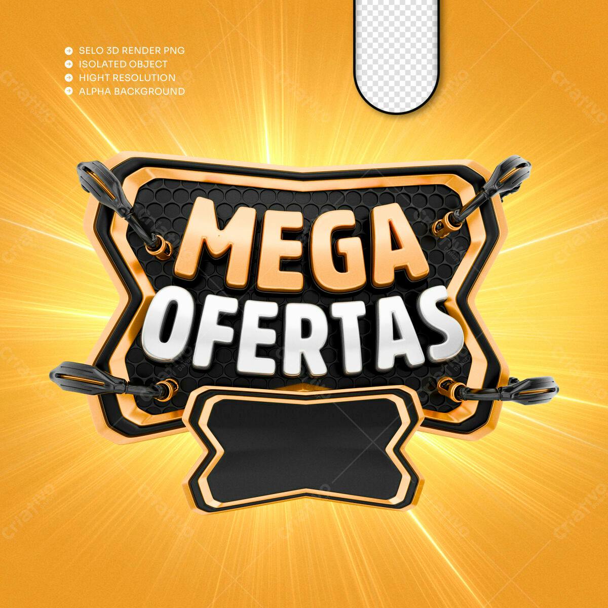 Selo 3D promocional dourado e preto