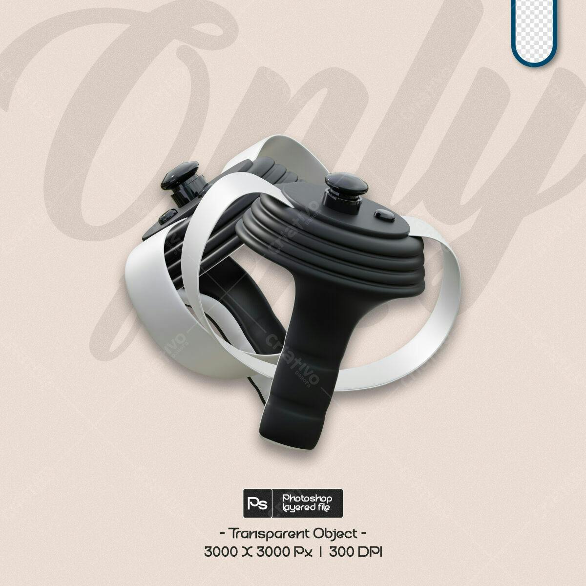 Mockup de Controle VR Branco e Preto PSD Editável