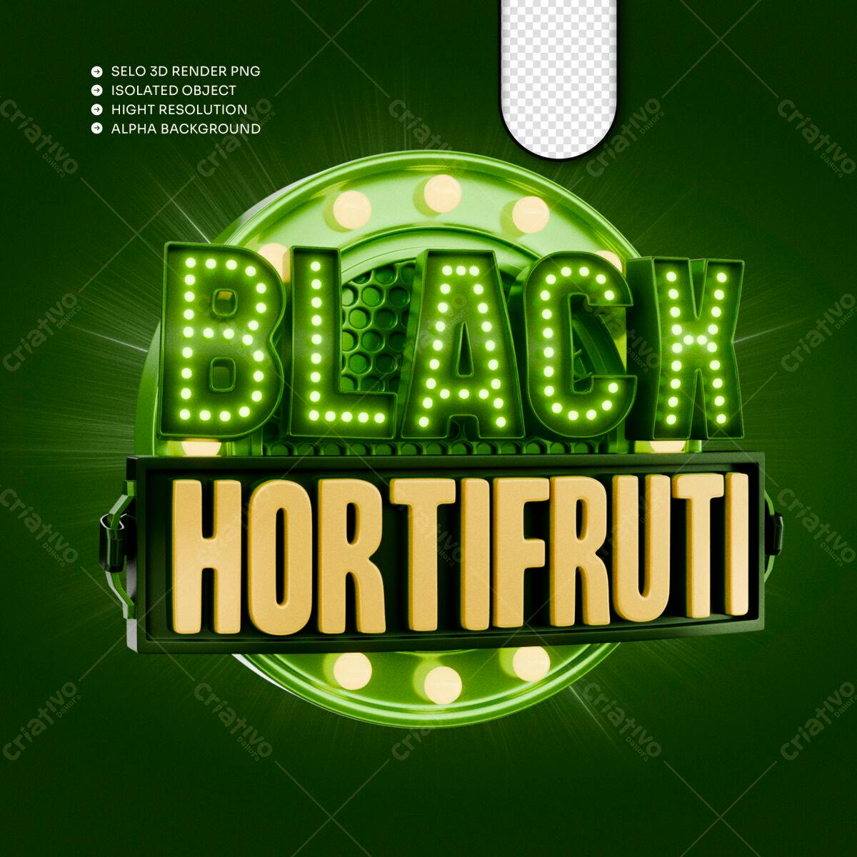 Selo 3D promocional verde e dourado estilo retrô