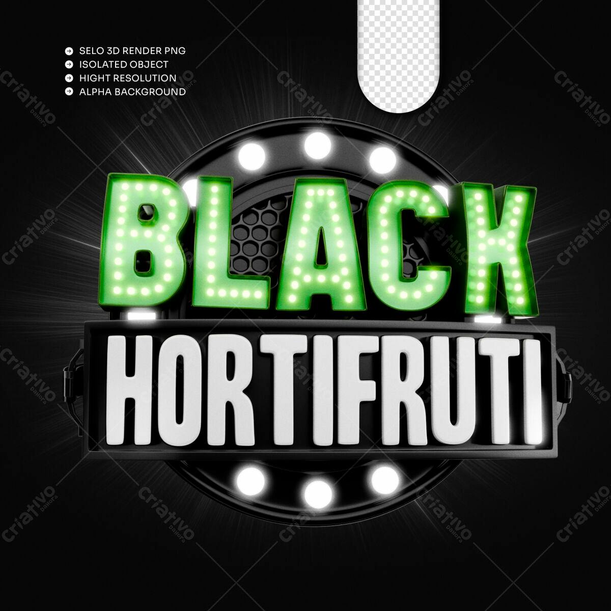 Selo 3D promocional Black Friday verde e preto