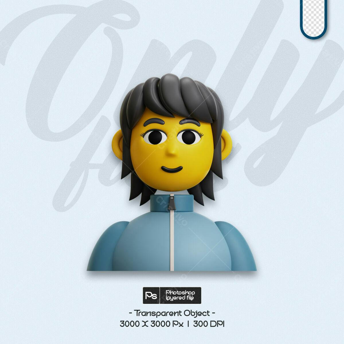 Avatar 3D Feminino PSD Editável