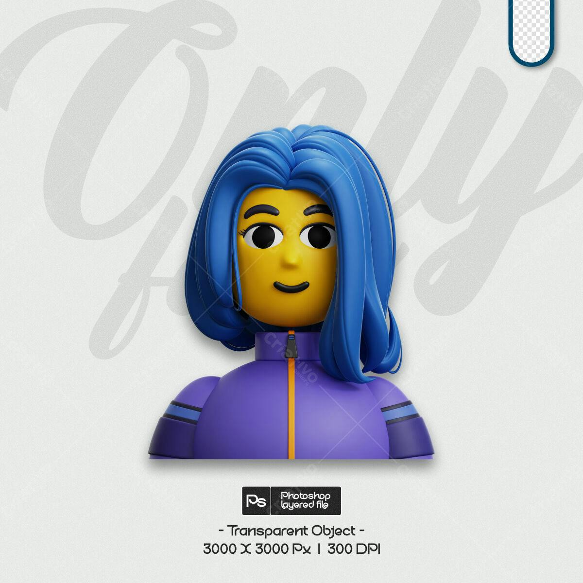 Avatar 3D Feminino PSD Editável