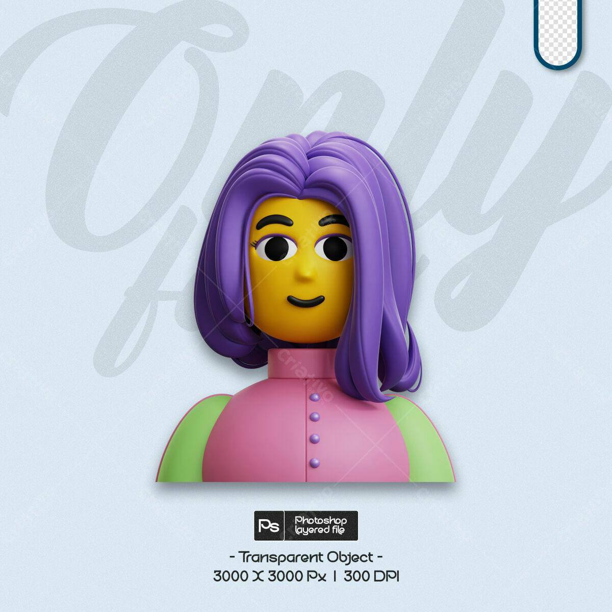 Avatar 3D Feminino PSD Editável
