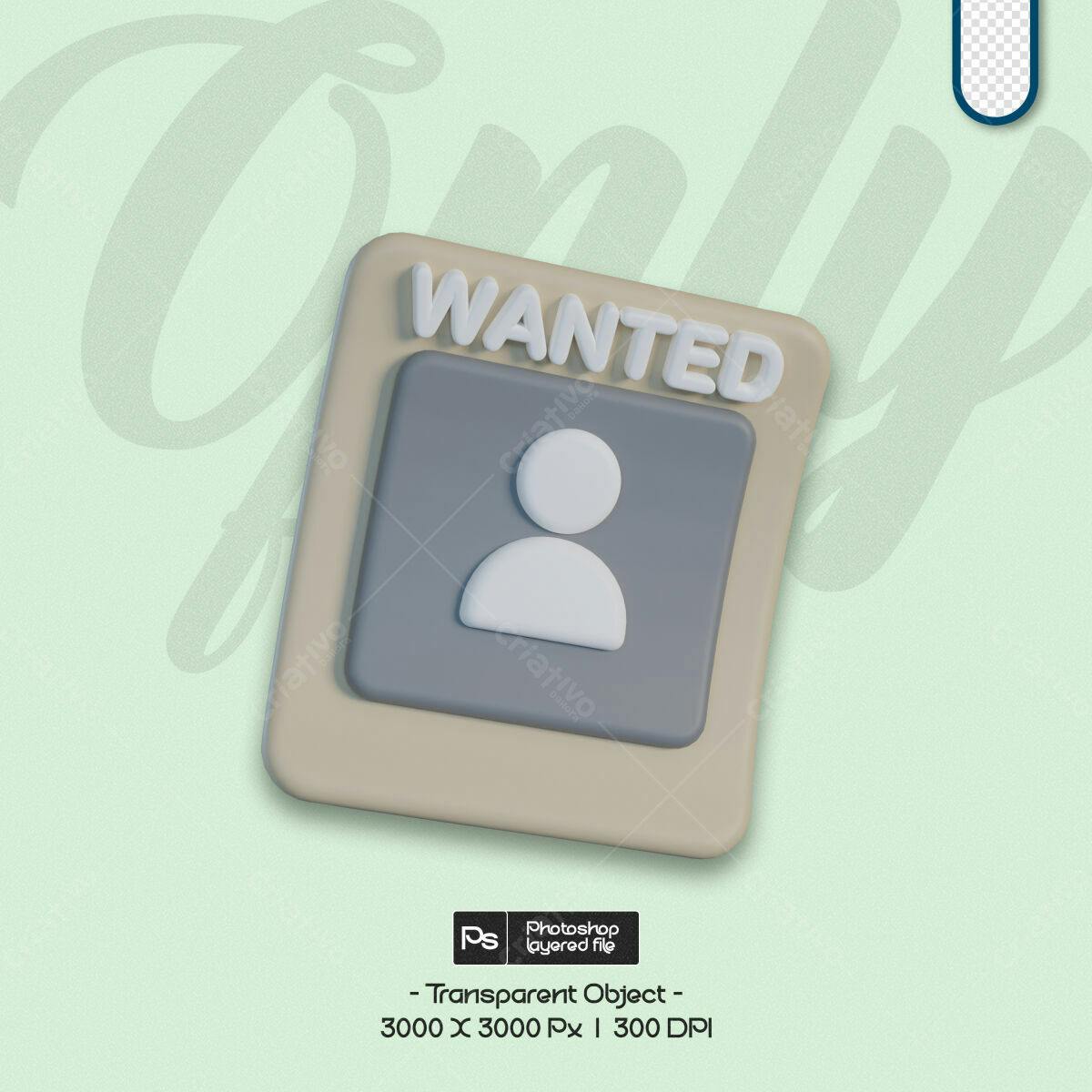 Objeto 3D Wanted PSD Editável
