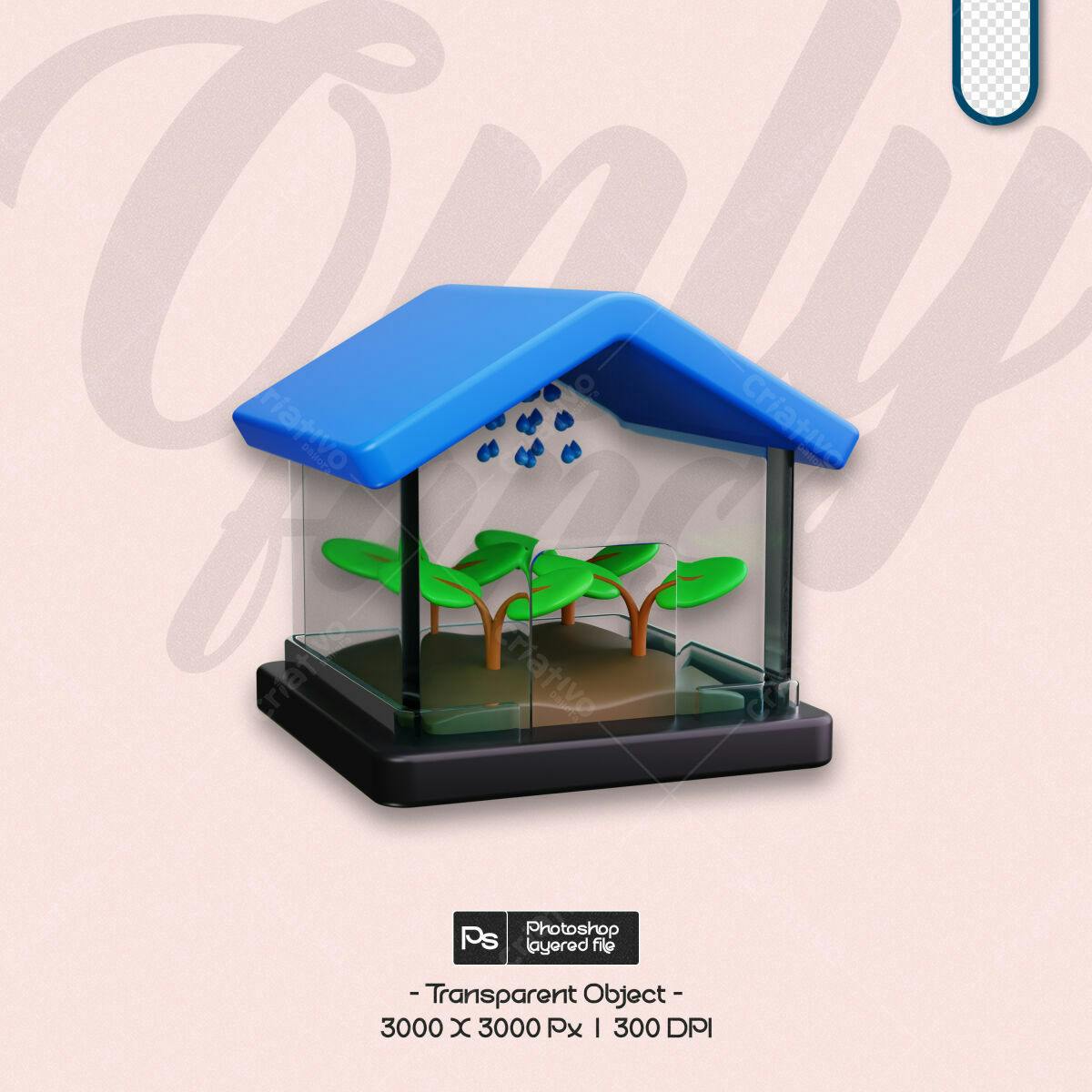 Miniatura 3D Casa Plantas PSD Editável