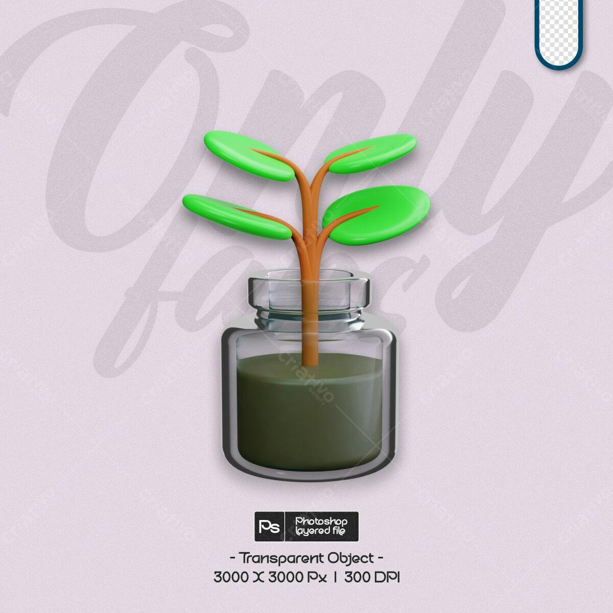 Recurso Gráfico Planta em Pote PSD Editável