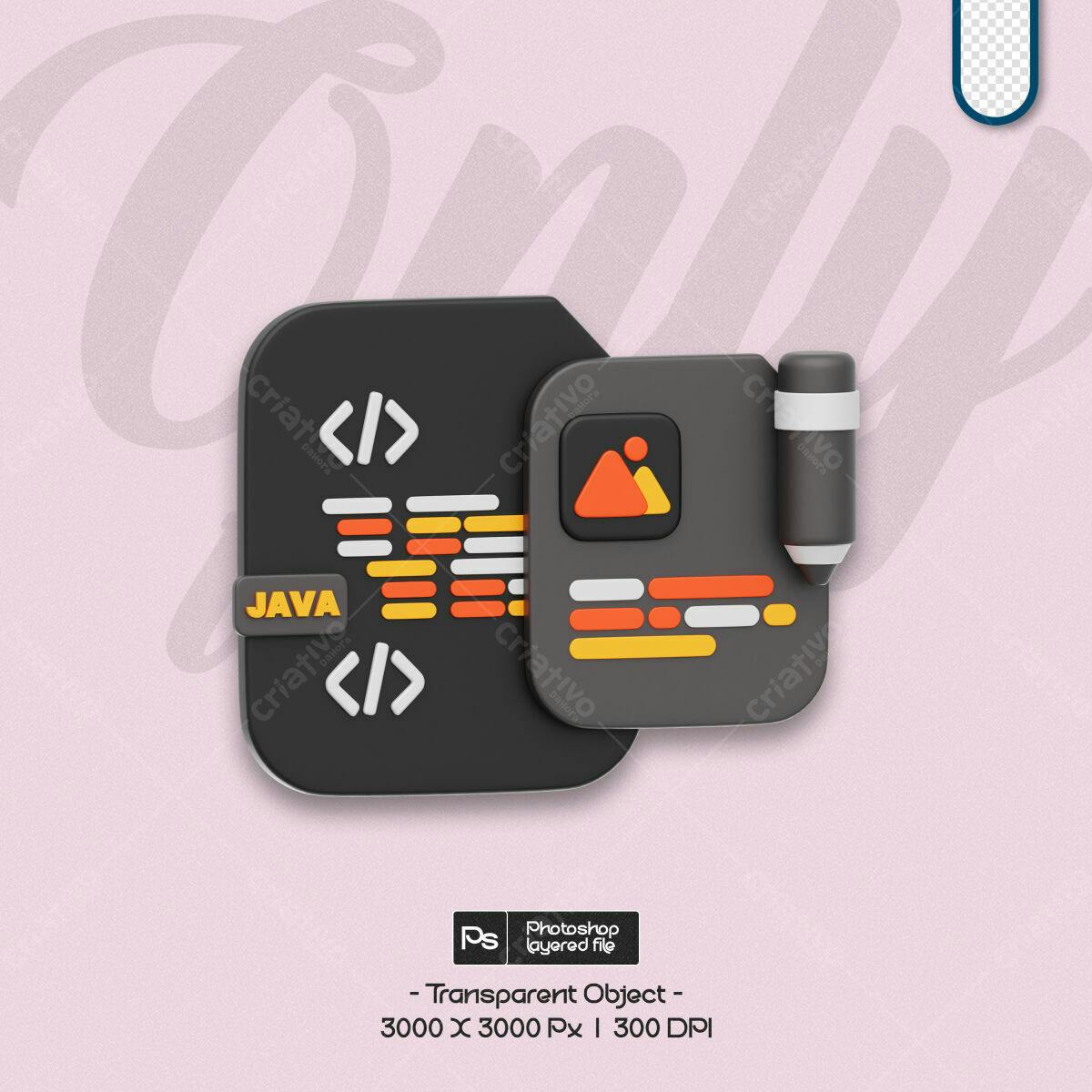 Mockup Objeto 3D para Programador PSD Editável