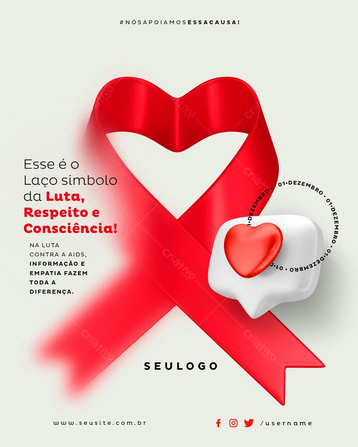 Flyer Dia Mundial de Luta Contra a AIDS PSD Editável
