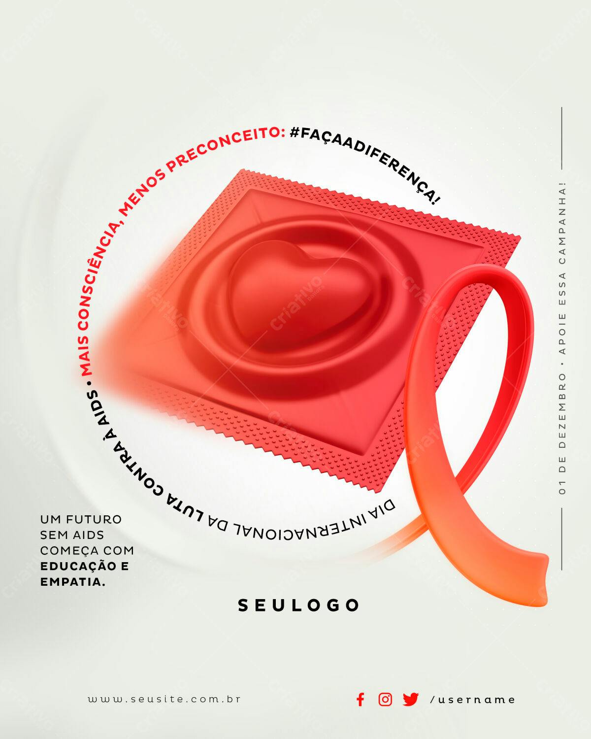 Flyer Dia Mundial de Luta contra a AIDS PSD Editável
