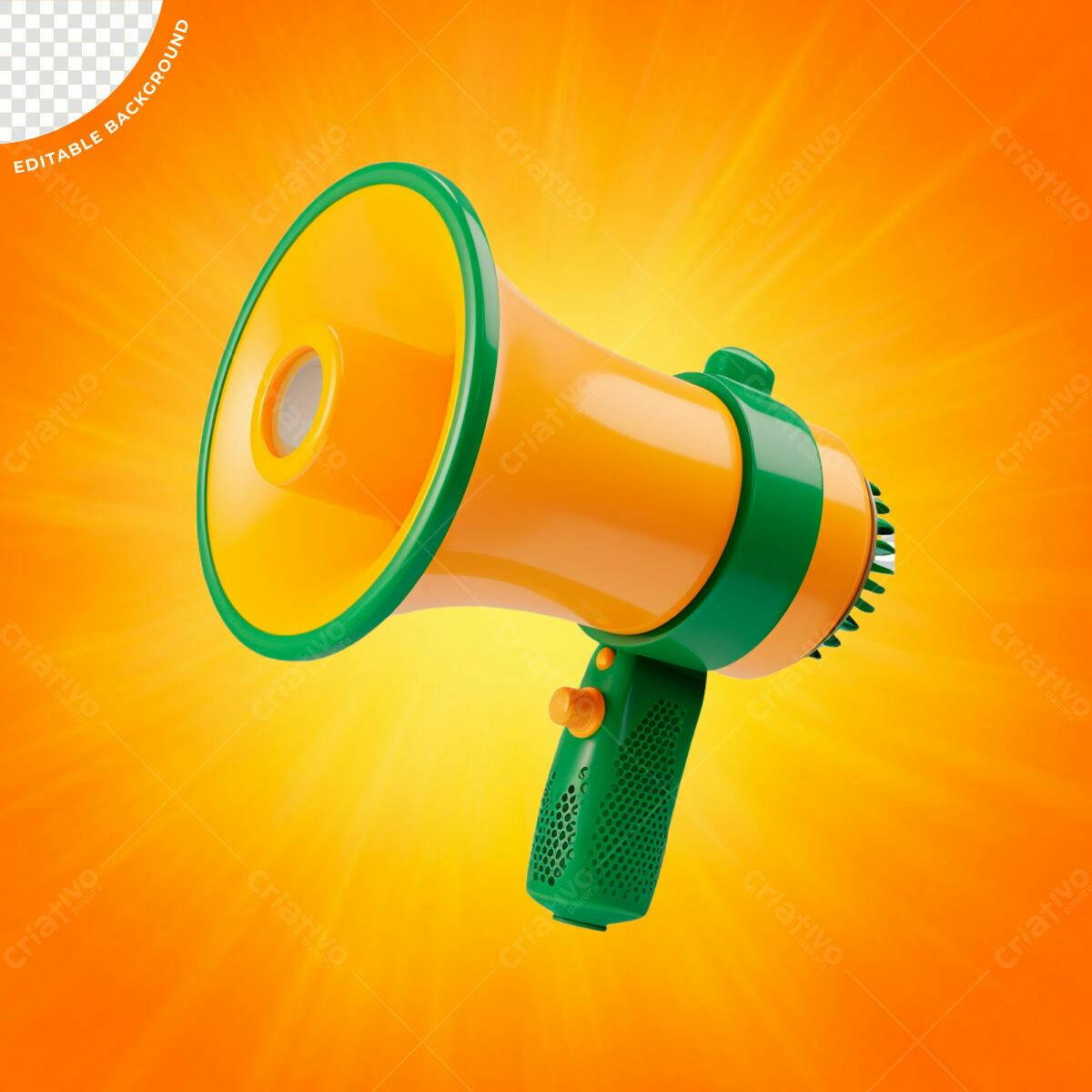 Megafone Amarelo e Verde PSD Editável