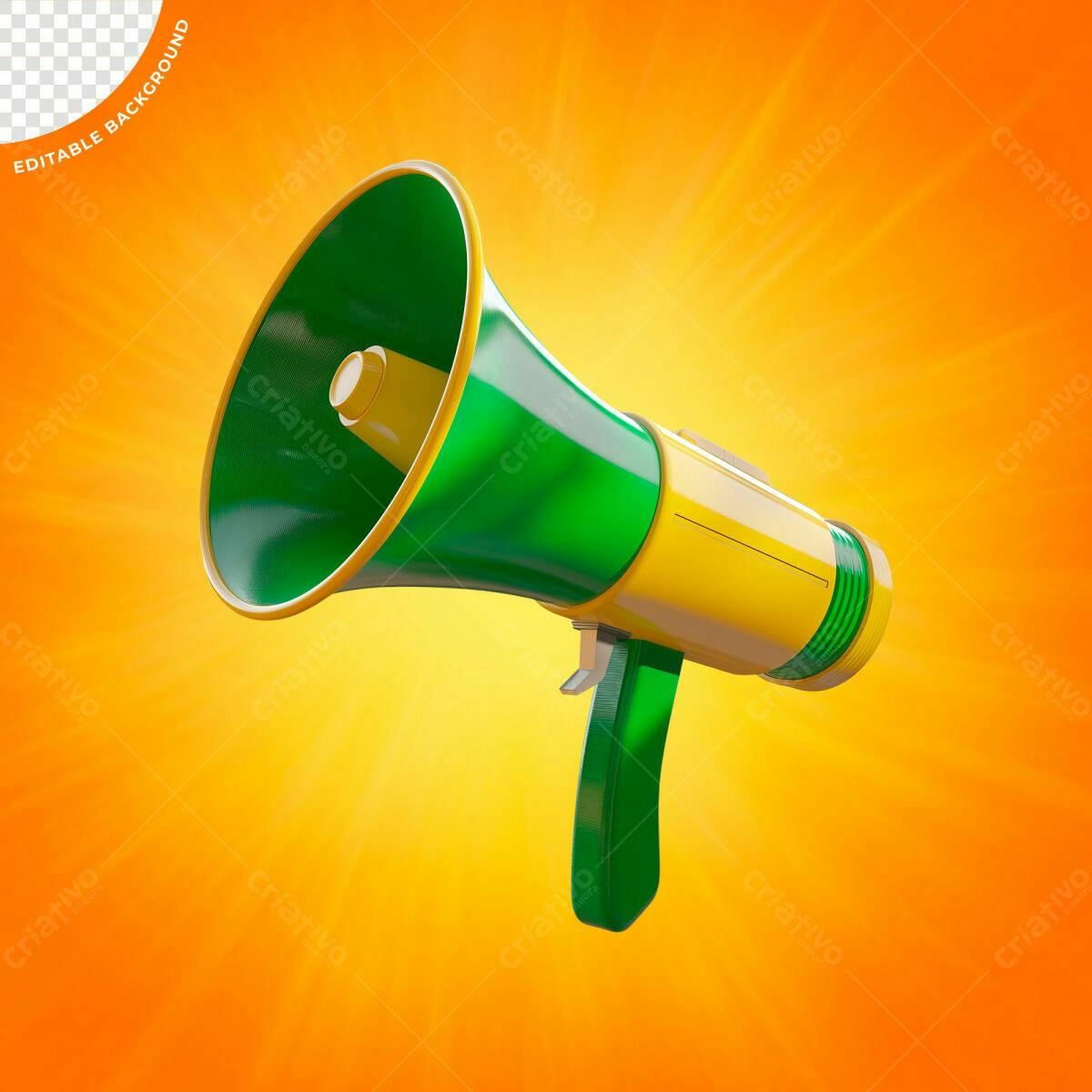Megafone Verde e Amarelo PSD Editável