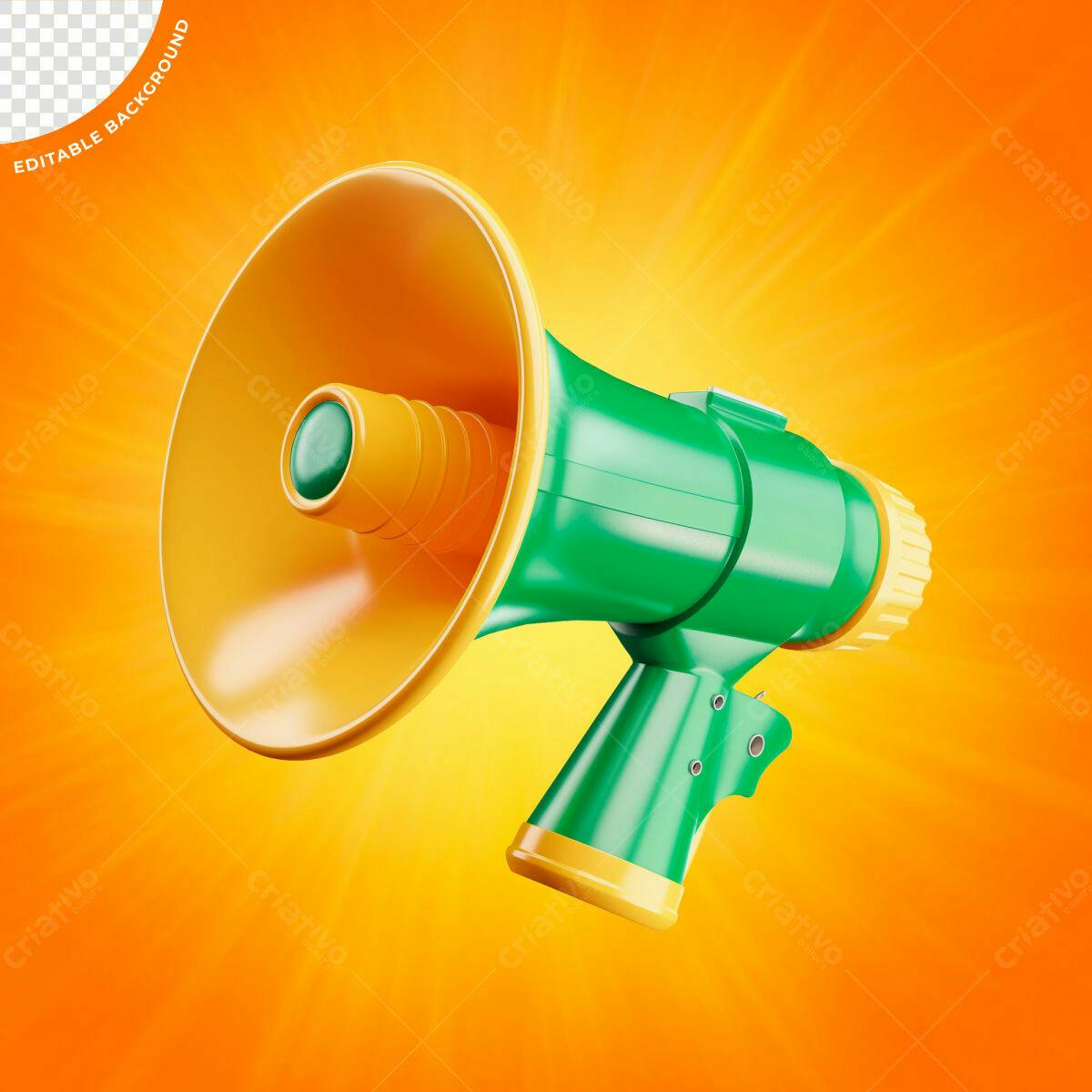 Megafone Verde e Amarelo PSD Editável