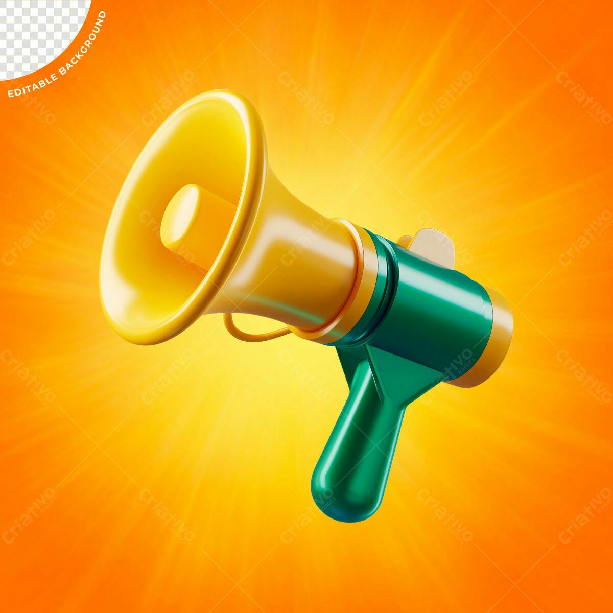 Megafone Amarelo e Verde PSD Editável