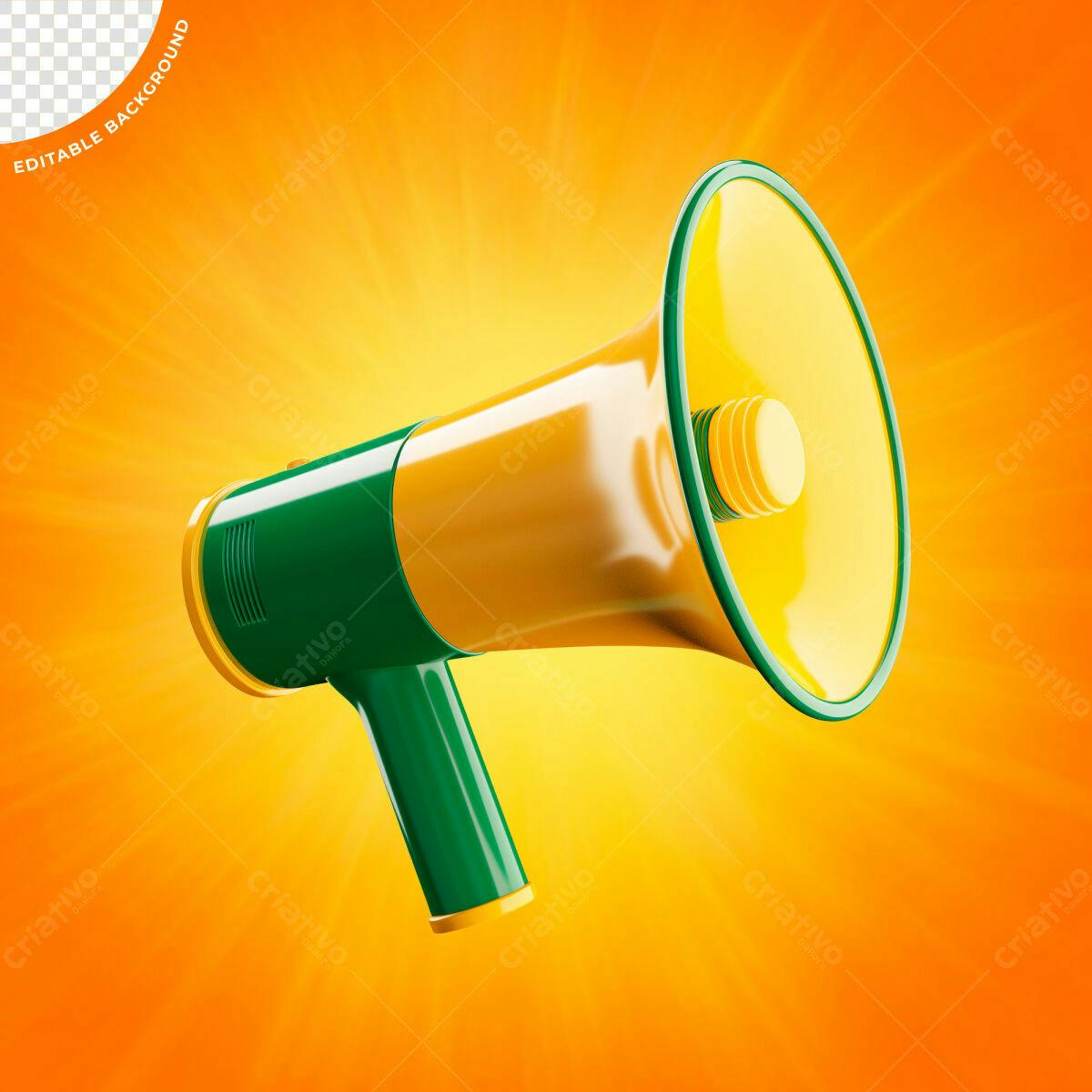Megafone Amarelo e Verde PSD Editável