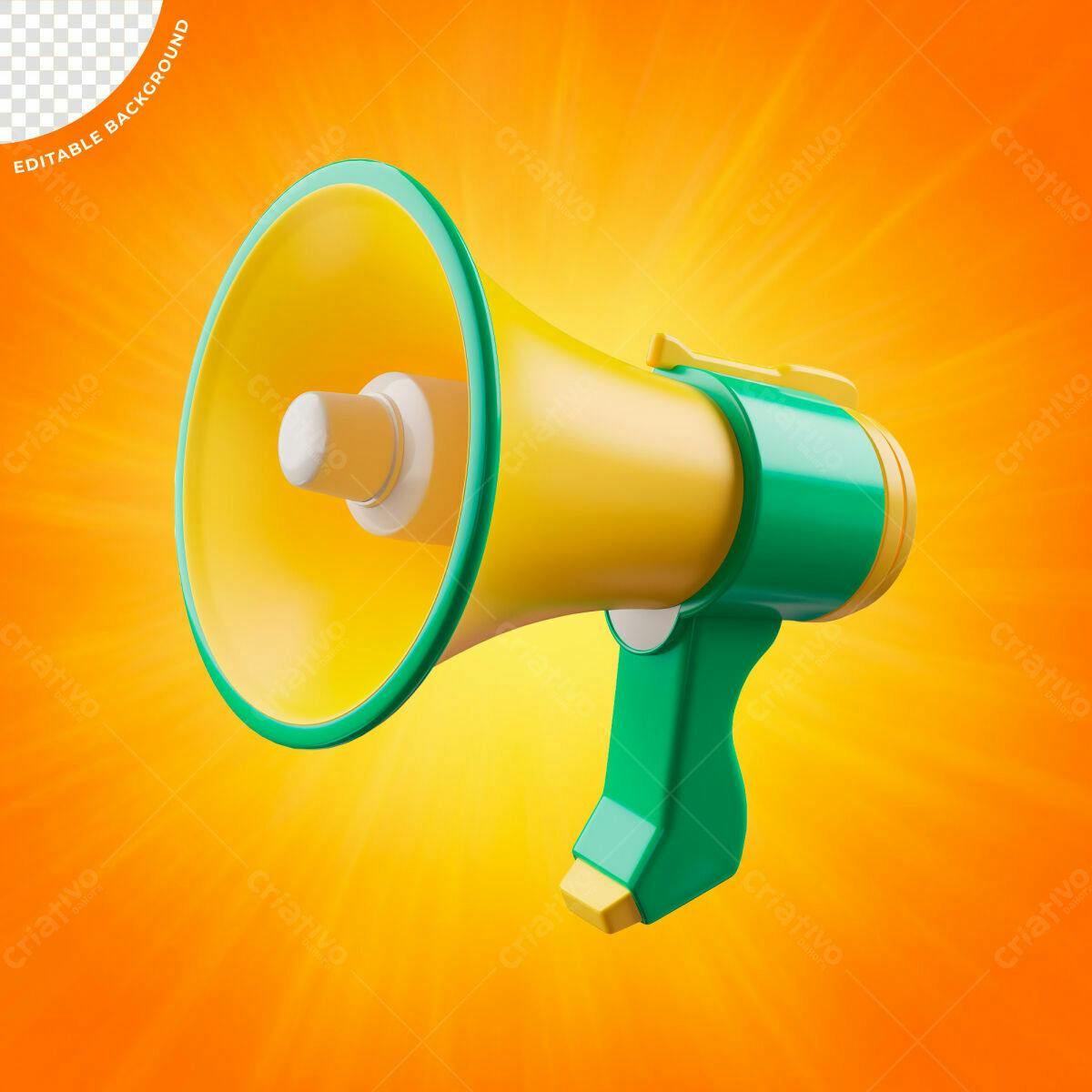Megafone Amarelo e Verde PSD Editável