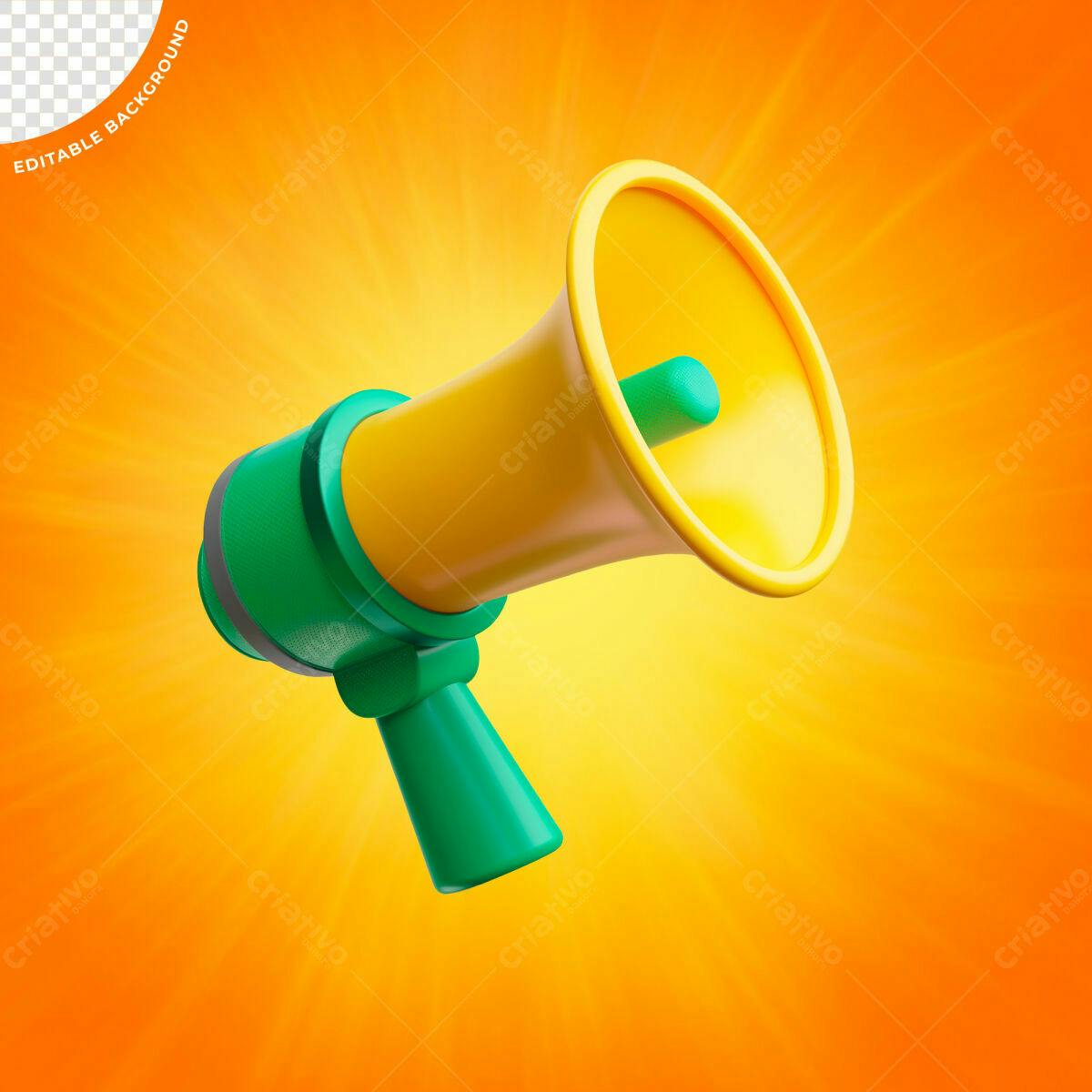 Megafone Amarelo e Verde PSD Editável