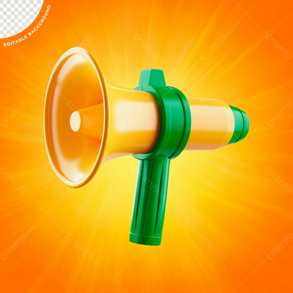 Megafone Amarelo e Verde PSD Editável