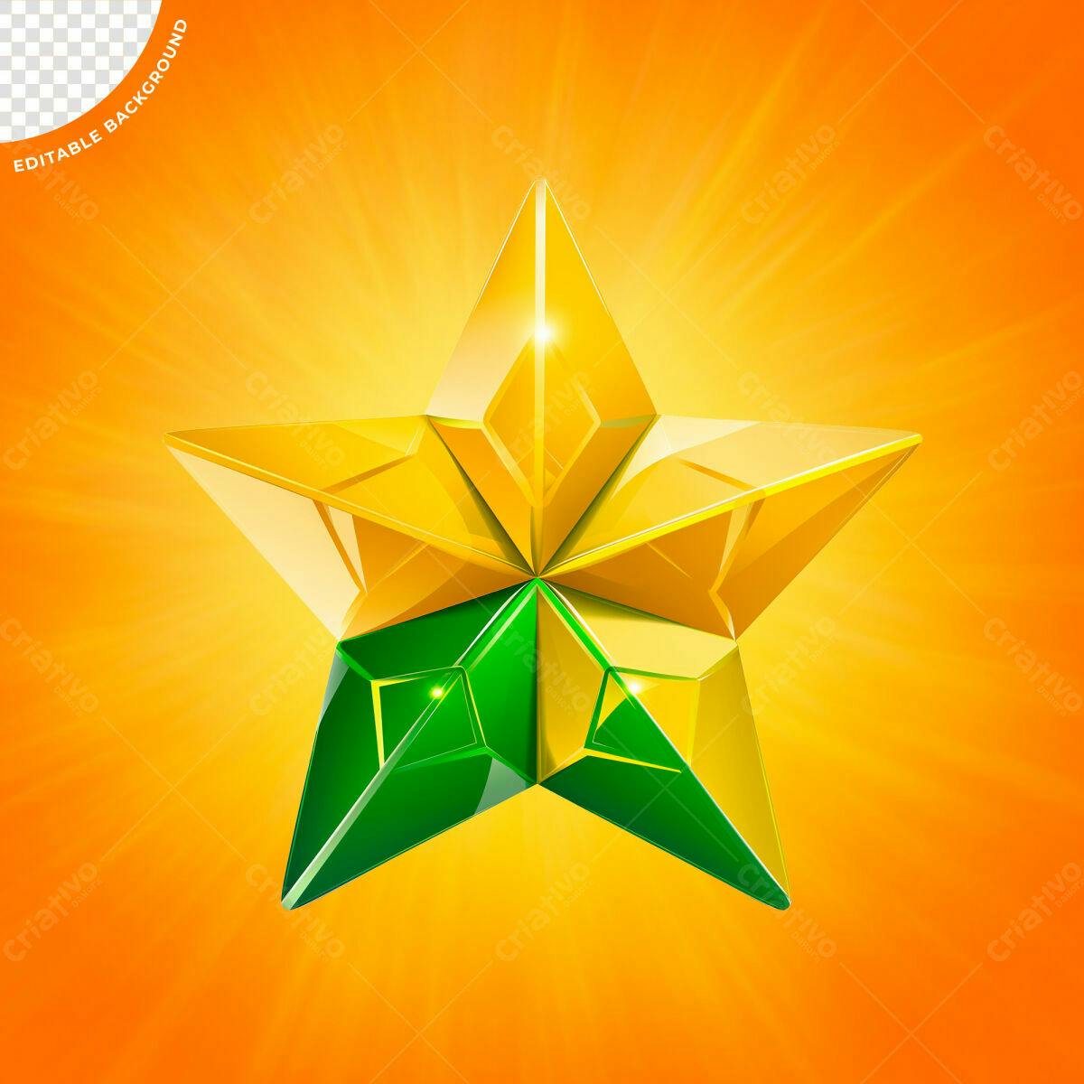 Estrela Verde e Dourada PSD Editável