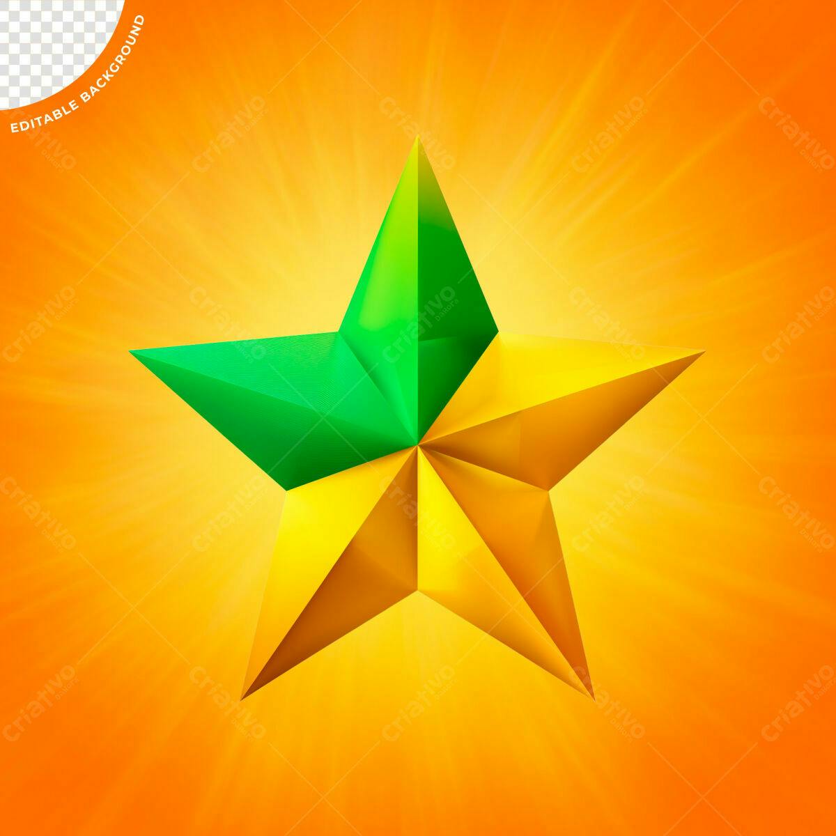 Estrela Verde e Dourada PSD Editável