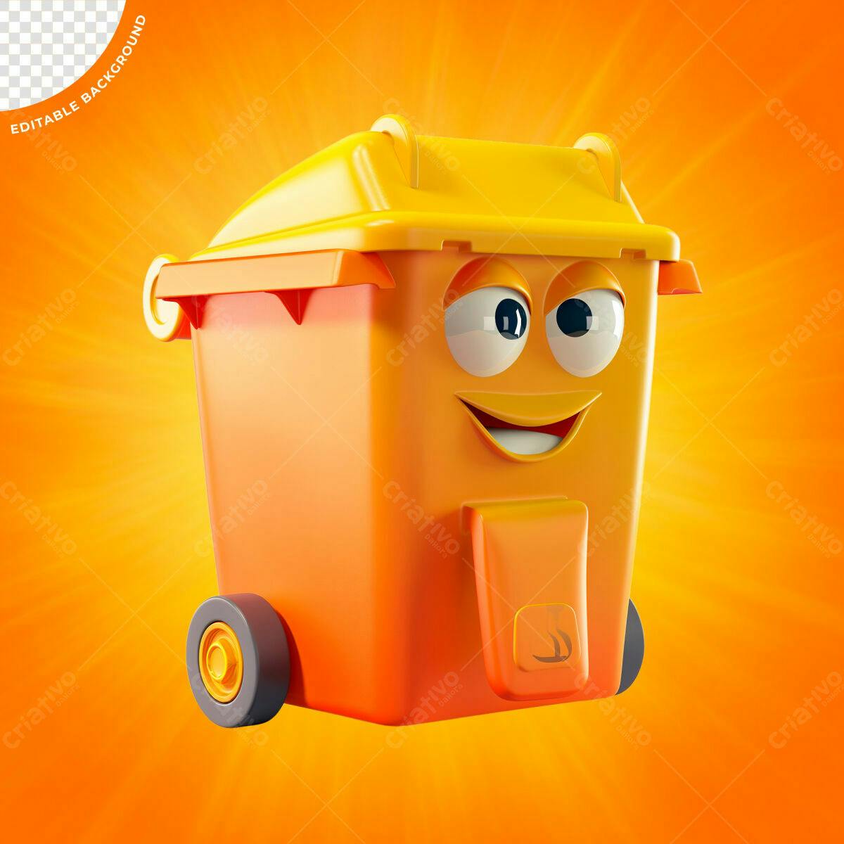 PSD Lixeira Cartoon para Campanhas de Reciclagem PSD Editável