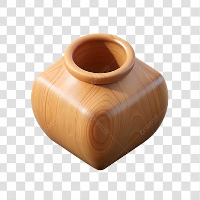 Vaso Decorativo De Madeira Elemento 3D Para Composição Png Ia