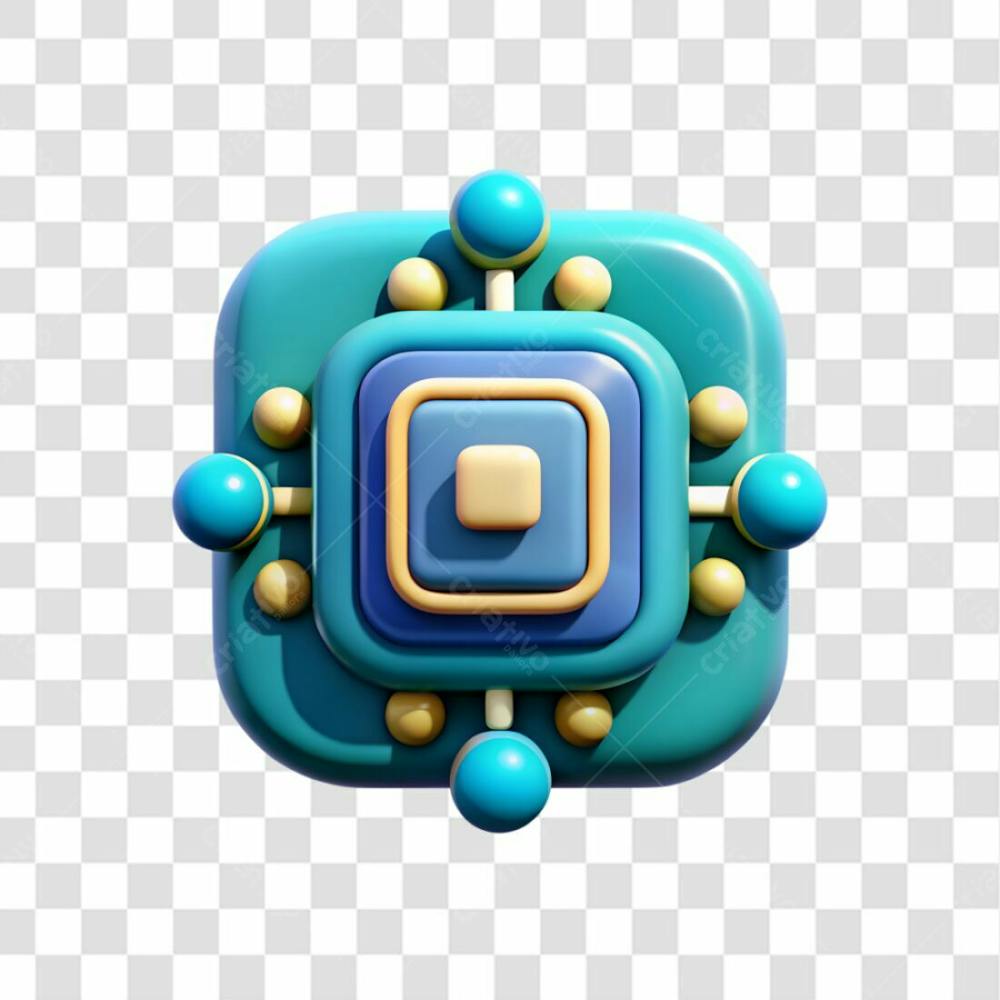 Ícone Chip Ia Elemento 3D Para Composição Png Ia