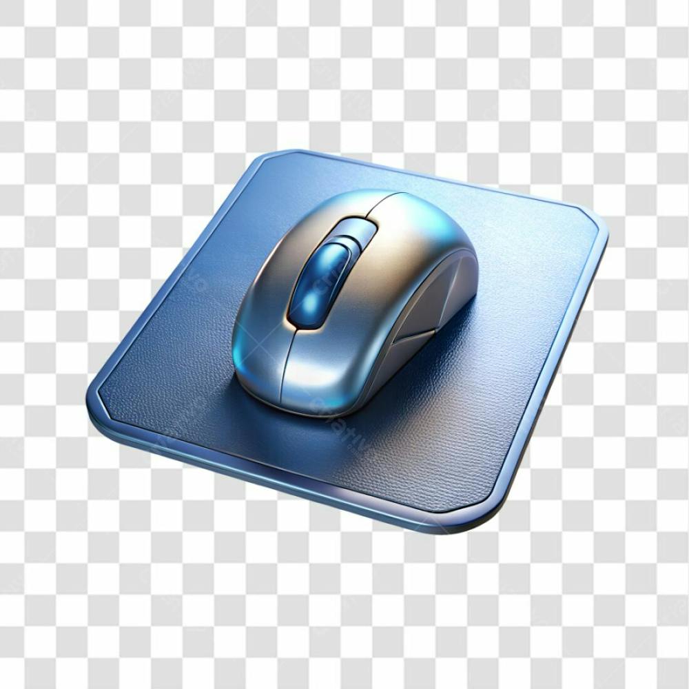 Mouse Pad Azul Metálico Elemento 3D Png Ia